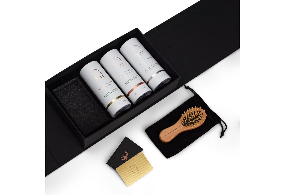 Gift Box 3 x Hair Oils + Bamboo hair brush